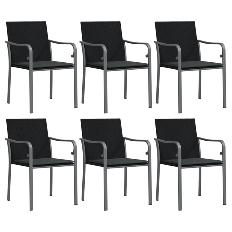 Afuera Living Contemporary Synthetic Poly Rattan Garden Dining Set in Black