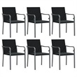 Afuera Living Contemporary Synthetic Poly Rattan Garden Dining Set in Black