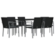 Afuera Living Contemporary Synthetic Poly Rattan Garden Dining Set in Black