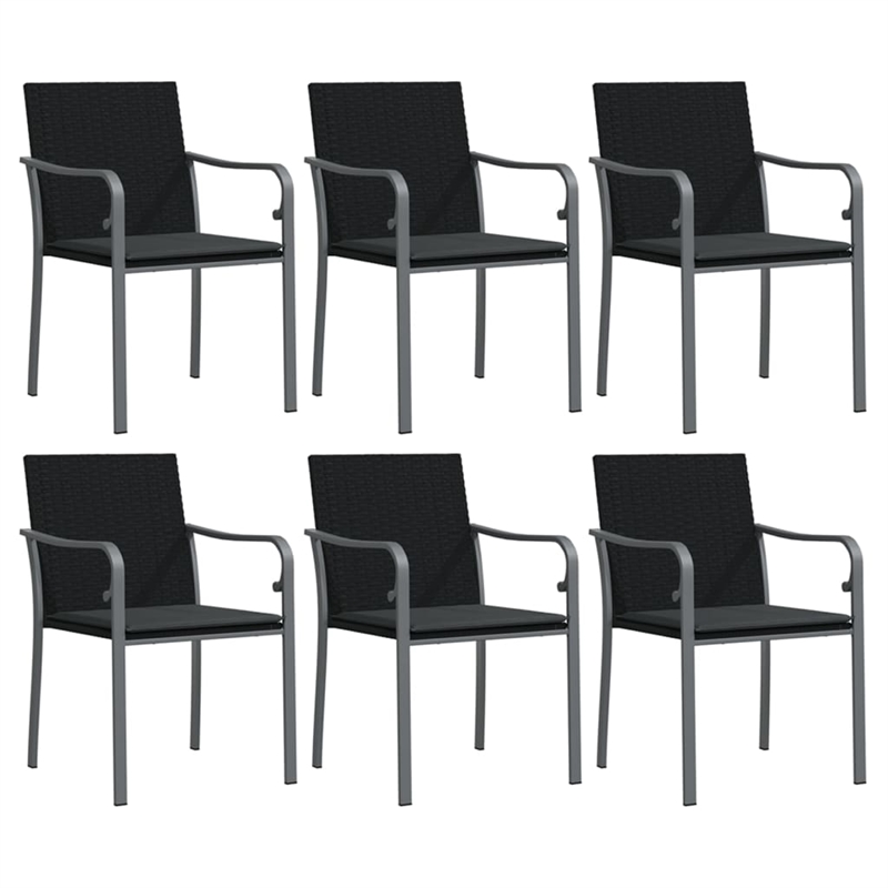 Afuera Living Contemporary Synthetic Poly Rattan Garden Dining Set in Black