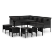 Afuera Living Contemporary Synthetic Poly Rattan Garden Dining Set in Black