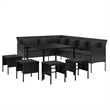 Afuera Living Contemporary Synthetic Poly Rattan Garden Dining Set in Black