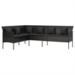 Afuera Living Contemporary Synthetic Poly Rattan Garden Dining Set in Black