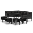 Afuera Living Contemporary Synthetic Poly Rattan Garden Dining Set in Black