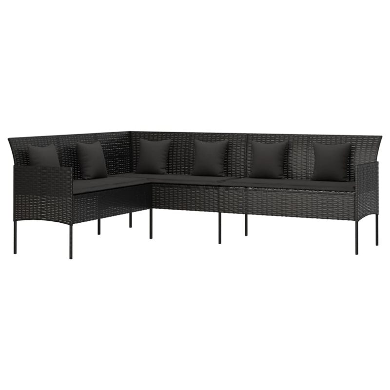 Afuera Living Contemporary Synthetic Poly Rattan Garden Dining Set in Black