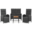 Afuera Living Contemporary Synthetic Poly Rattan Garden Dining Set in Black