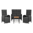 Afuera Living Contemporary Synthetic Poly Rattan Garden Dining Set in Black