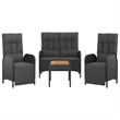 Afuera Living Contemporary Synthetic Poly Rattan Garden Dining Set in Black