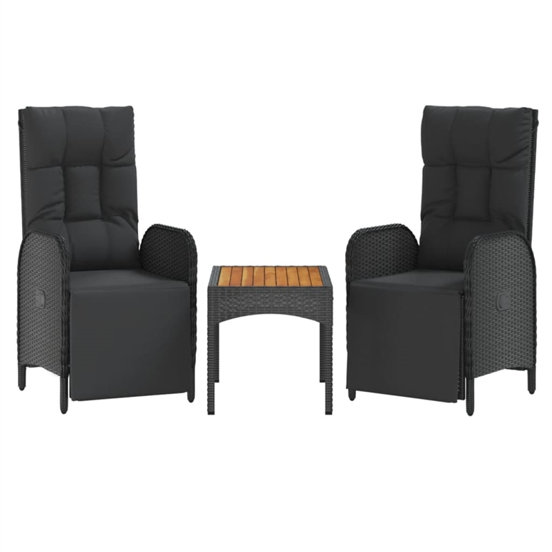 Afuera Living Contemporary Synthetic Poly Rattan Garden Dining Set in Black