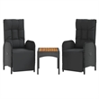 Afuera Living Contemporary Synthetic Poly Rattan Garden Dining Set in Black