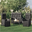 Afuera Living Contemporary Synthetic Poly Rattan Garden Dining Set in Black