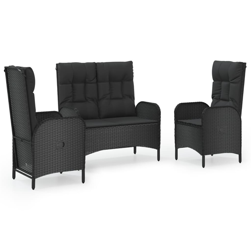 Afuera Living Contemporary Synthetic Poly Rattan Garden Dining Set in Black