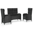 Afuera Living Contemporary Synthetic Poly Rattan Garden Dining Set in Black