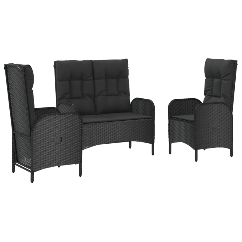 Afuera Living Contemporary Synthetic Poly Rattan Garden Dining Set in Black