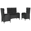 Afuera Living Contemporary Synthetic Poly Rattan Garden Dining Set in Black
