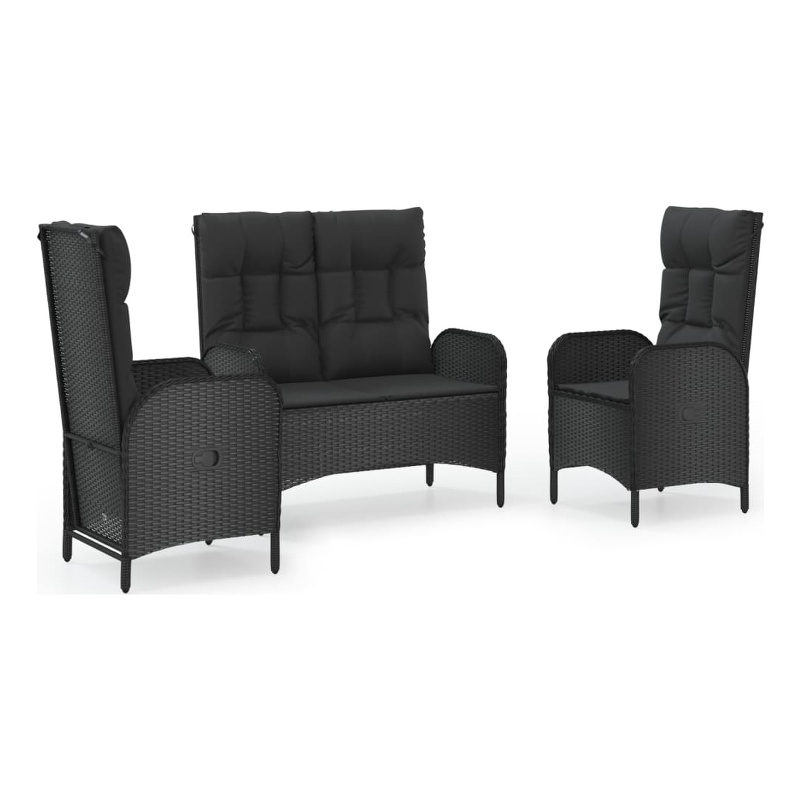 Afuera Living Contemporary Synthetic Poly Rattan Garden Dining Set in Black