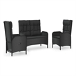 Afuera Living Contemporary Synthetic Poly Rattan Garden Dining Set in Black