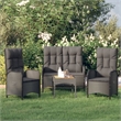 Afuera Living Contemporary Synthetic Poly Rattan Garden Dining Set in Black
