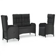 Afuera Living Contemporary Synthetic Poly Rattan Garden Dining Set in Black