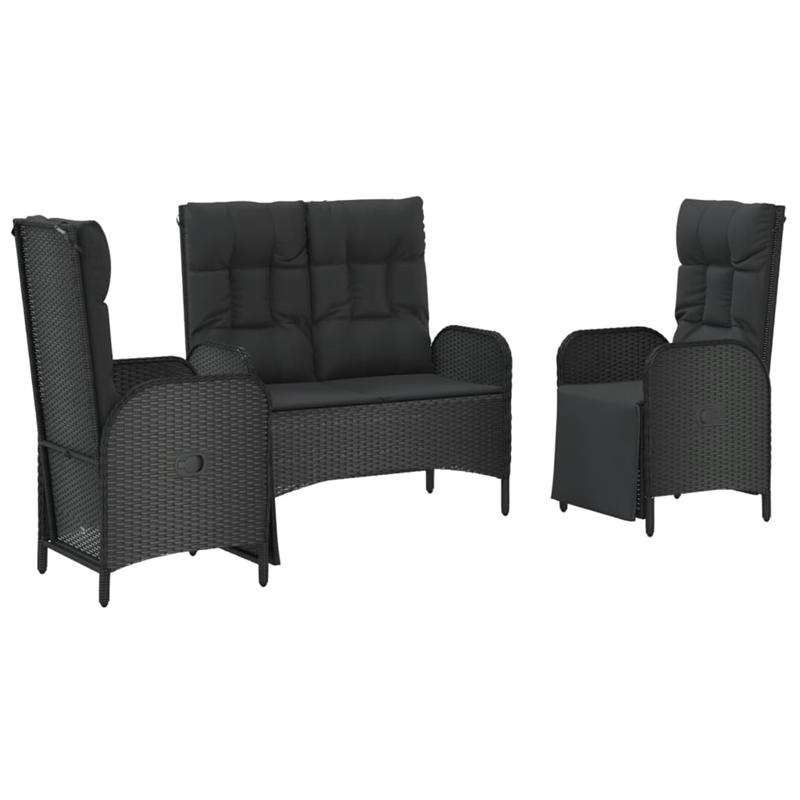 Afuera Living Contemporary Synthetic Poly Rattan Garden Dining Set in Black