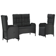 Afuera Living Contemporary Synthetic Poly Rattan Garden Dining Set in Black