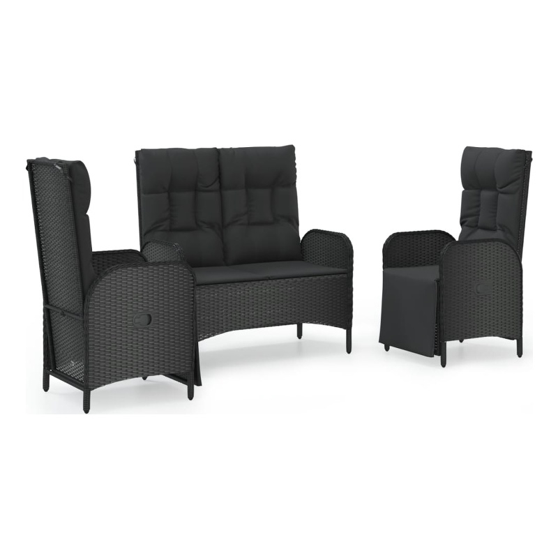 Afuera Living Contemporary Synthetic Poly Rattan Garden Dining Set in Black