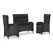 Afuera Living Contemporary Synthetic Poly Rattan Garden Dining Set in Black