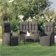 Afuera Living Contemporary Synthetic Poly Rattan Garden Dining Set in Black