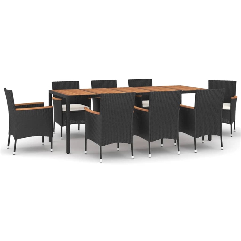 Afuera Living Contemporary Synthetic Poly Rattan Garden Dining Set in Black