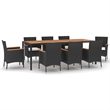Afuera Living Contemporary Synthetic Poly Rattan Garden Dining Set in Black