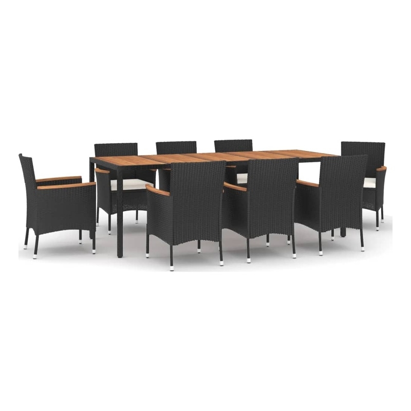 Afuera Living Contemporary Synthetic Poly Rattan Garden Dining Set in Black