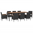 Afuera Living Contemporary Synthetic Poly Rattan Garden Dining Set in Black