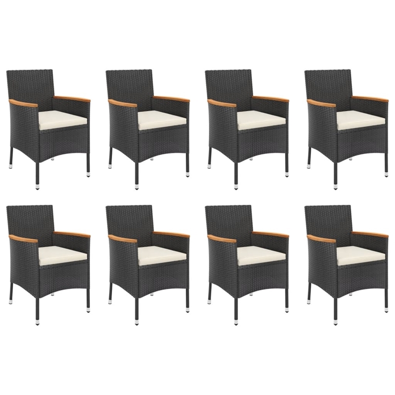 Afuera Living Contemporary Synthetic Poly Rattan Garden Dining Set in Black