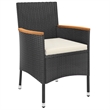 Afuera Living Contemporary Synthetic Poly Rattan Garden Dining Set in Black
