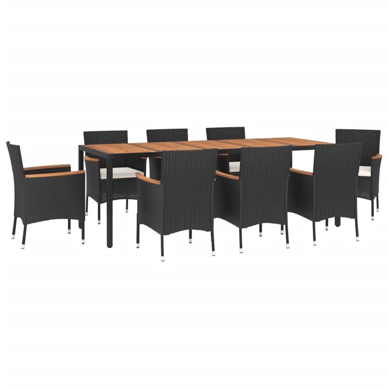 Afuera Living Contemporary Synthetic Poly Rattan Garden Dining Set in Black