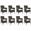 Afuera Living Contemporary Synthetic Poly Rattan Garden Dining Set in Black