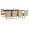 Afuera Living Contemporary Synthetic Poly Rattan Garden Dining Set in Beige