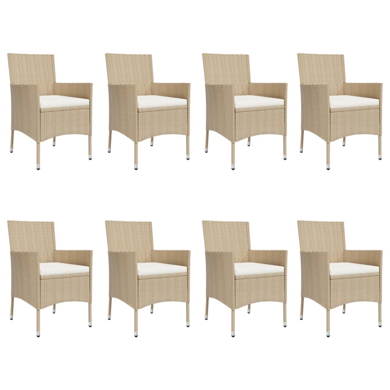 Afuera Living Contemporary Synthetic Poly Rattan Garden Dining Set in Beige