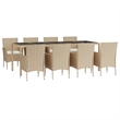 Afuera Living Contemporary Synthetic Poly Rattan Garden Dining Set in Beige
