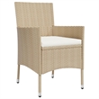 Afuera Living Contemporary Synthetic Poly Rattan Garden Dining Set in Beige