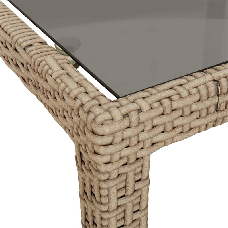 Afuera Living Contemporary Synthetic Poly Rattan Garden Dining Set in Beige