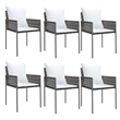 Afuera Living Contemporary Synthetic Poly Rattan Garden Dining Set in Brown