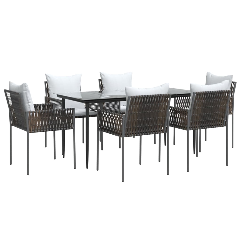 Afuera Living Contemporary Synthetic Poly Rattan Garden Dining Set in Brown