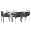 Afuera Living Contemporary Synthetic Poly Rattan Garden Dining Set in Brown