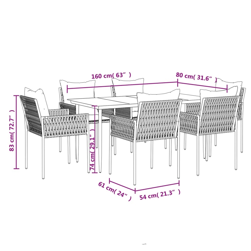 Afuera Living Contemporary Synthetic Poly Rattan Garden Dining Set in Brown