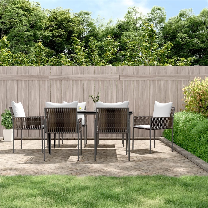 Afuera Living Contemporary Synthetic Poly Rattan Garden Dining Set in Brown