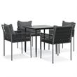 Afuera Living Contemporary Synthetic Poly Rattan Garden Dining Set in Black