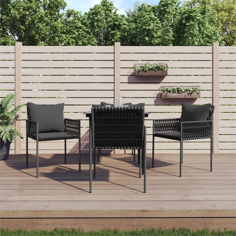 Afuera Living Contemporary Synthetic Poly Rattan Garden Dining Set in Black