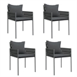 Afuera Living Contemporary Synthetic Poly Rattan Garden Dining Set in Black