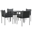 Afuera Living Contemporary Synthetic Poly Rattan Garden Dining Set in Black